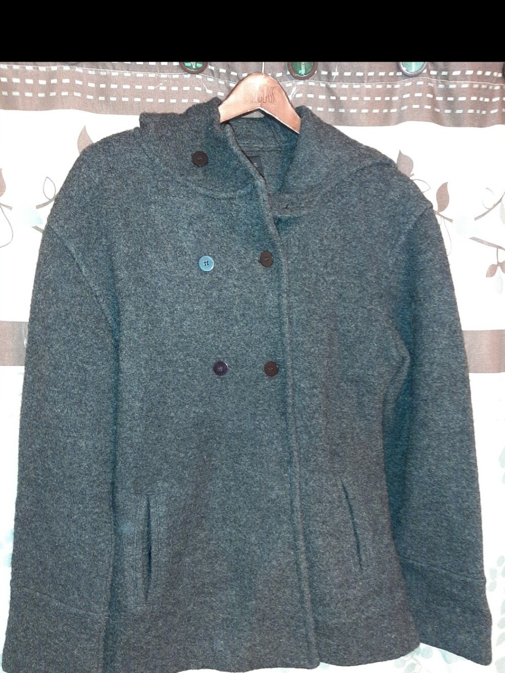 Women's Dark Gray Hooded Wool-Blend Coat #Express